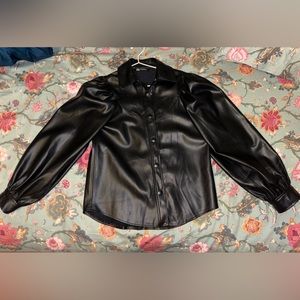 Zara Puff Sleeve Faux Leather shirt